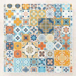 Azulejo Portugees Tegels: Multicolor  Glazen Onderzetter