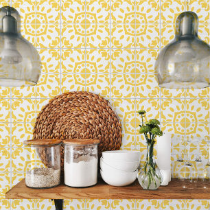 Azulejo Portugese Mediterraan Geel Wit 4 Tegeltje