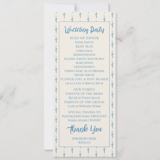 Azulejo Programme de mariage bleu (Dos)