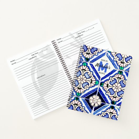 Azulejo Spaans patroonpatroon Tegels marine White Notitieboek (Binnen)