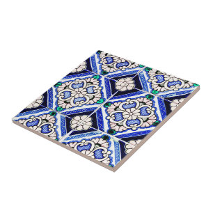Azulejo Spaans Pattern Tiles Navy Blue White Tegeltje