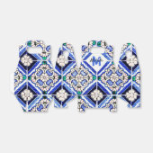 Azulejo Spanish Pattern Tiles Navy White Monogram Bedankdoosjes (Uitgevouwen)
