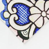 Azulejo Spanish Pattern Tiles Navy White Monogram Fleece Deken (Hoek)