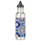 Azulejo Spanish Pattern Tiles Navy White Monogram Waterfles (Links)