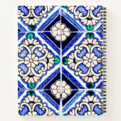Azulejo Tegel Pattern Navy White Sketchbook Notitieboek (Achterkant)