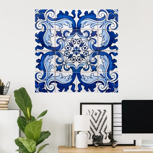  Azulejo Tegel Pattern Poster (Thuiskantoor)