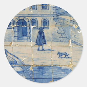 Azulejo-tegel Ronde Sticker