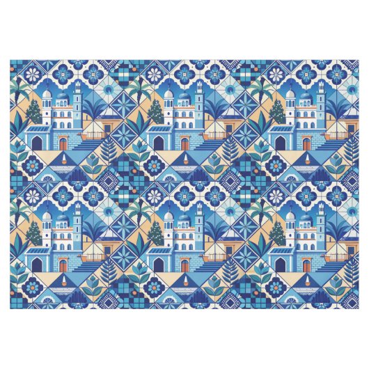 Azulejo Tegels Pattern Tafelkleed (Voorkant (Horizontaal))