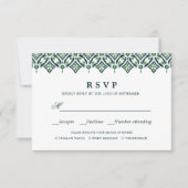 Azulejo vert | CHOIX DE REPAS DE MARIAGE RSVP (Devant)