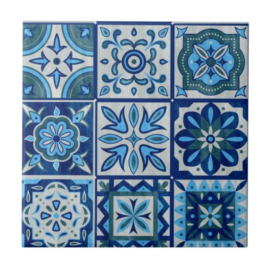 Azulejos Blue Portugal Pattern Tegeltje (Voorkant)