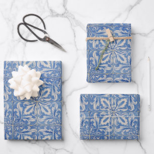  Azulejos Blue White Inpakpapier Vel