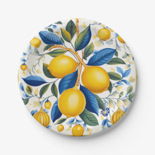 💙💛 Azulejos Lemon Grove Papier Borden Papieren Bordje