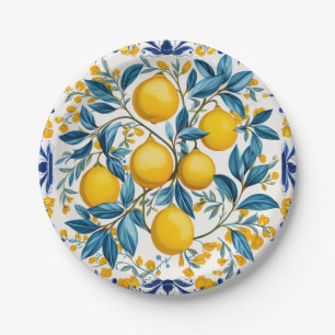 💙💛 Azulejos Lemon Orchard Papier Borden Papieren Bordje