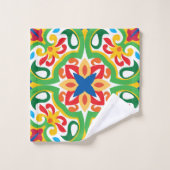 💛 💚 Azulejos, motif très décoratif, (Gant de toilette)
