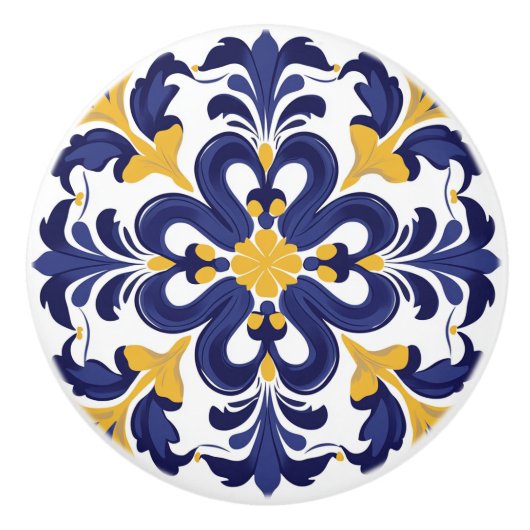 💙💛 Azulejos Porto Fleur Keramische Knop (Voorkant)
