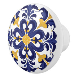 💙💛 Azulejos Porto Fleur Keramische Knop