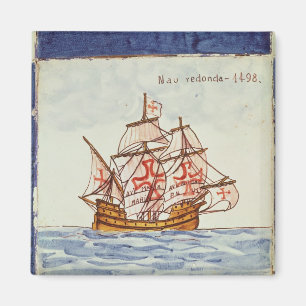 Azulejos-tegel die een schip afschildert uit Sagre Magneet