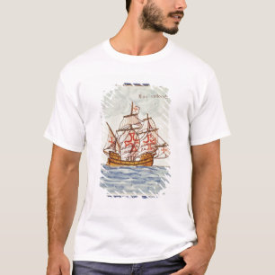 Azulejos-tegel die een schip afschildert uit Sagre T-shirt