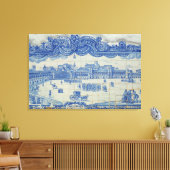 Azulejos tegels die de Praca do Comercio weergeven Canvas Afdruk (Insitu (Woonkamer))
