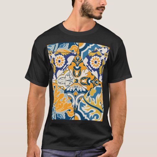 Azulejos Tegels Patchwork  behang T-shirt (Voorkant)