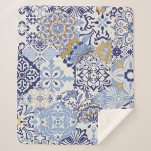 Azulejos tegels patchwork. Naadloze kleurige patch Sherpa Deken