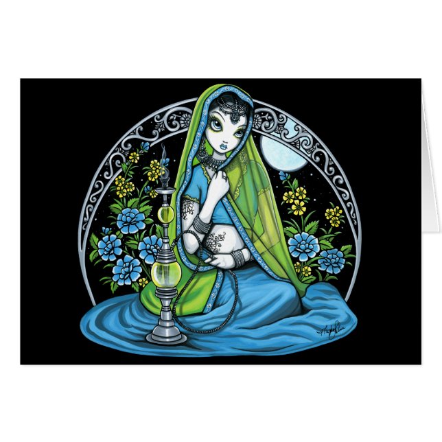Azura Eclectic Hindi Sari Moon Fairy Card (Voorkant Horizontaal)