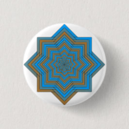Azurblauw en Ember Ster Ronde Button 3,2 Cm