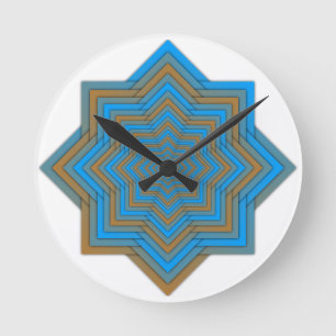 Azurblauw en Ember Ster Ronde Klok