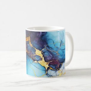 Azurblauwe & Amethist Marmer met Gouden Aders Koffiemok