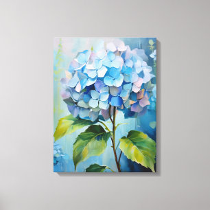 Azurblauwe Elegantie: Hydrangea in Bloei Canvas Afdruk