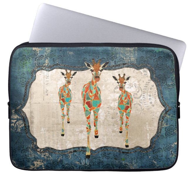 Azure & Amber Giraffe Computer Sleeve (Voorkant)