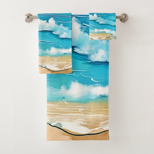 Azure Beach Calm Design Bad Handdoek (Insitu)