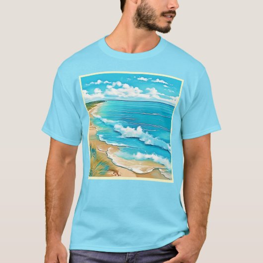 Azure Beach Calm Design T-shirt (Voorkant)