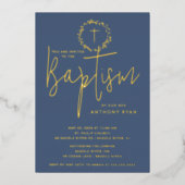 Azure Blessings Boys Baptism Invitation (Recto)