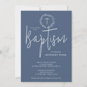 Azure Blessings Boys Baptism Invitation (Devant)