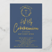 Azure Blessings Boys Communion Invitation (Recto)
