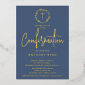 Azure Blessings Boys Confirmation Invitation (Recto)