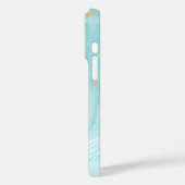 Azure Bloom – Blauwgroen en witte lotuskunst Case-Mate iPhone Case (Achterkant / Links)