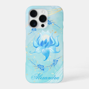 Azure Bloom – Blauwgroen en witte lotuskunst iPhone 16 Pro Hoesje