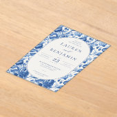 Azure Blooms Wedding Acryl Uitnodigingen (Laagn)