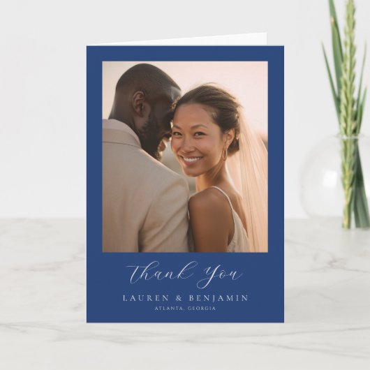 Azure Blooms Wedding Bedankkaart (Voorkant)