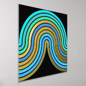 Azure Blue Abstract Wave Lines Art Pattern Gold Folie Afdrukken (Laagn)