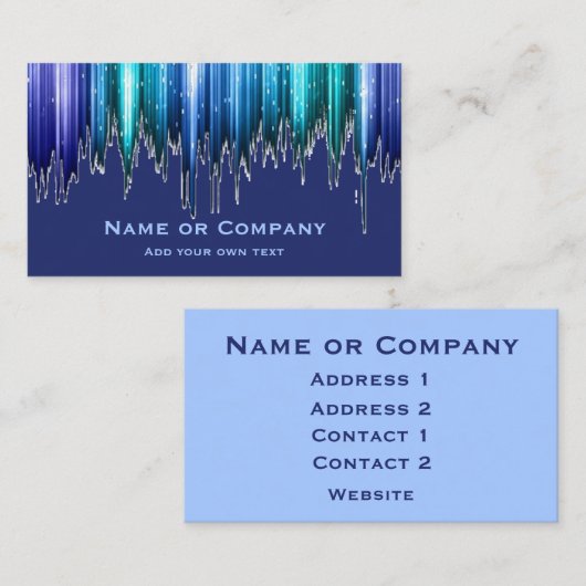 Azure Blue and Green Vertical Ice Effect Stripes Visitekaartje (Voorkant / Achterkant)