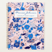  Azure Blue Blush Pink Floral Illustration Planner (Voorkant)