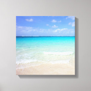 Azure Blue Caribbean Tropical Beach Canvas Afdruk