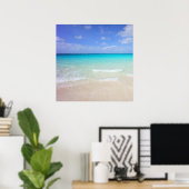 Azure Blue Caribbean Tropical Beach Poster (Thuiskantoor)