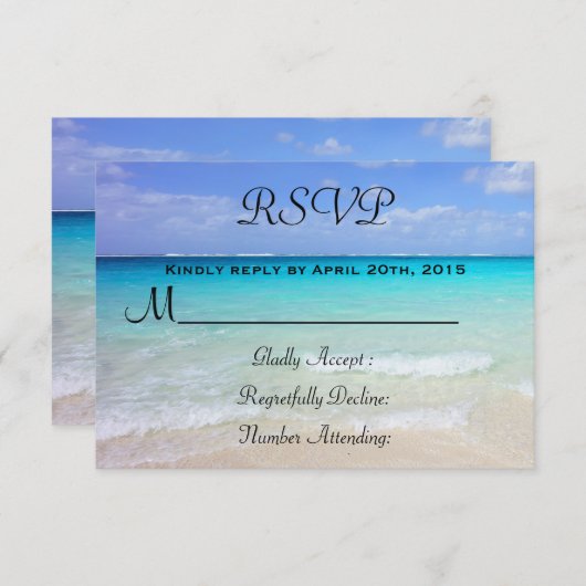 Azure Blue Caribbean Tropical Beach RSVP (Devant / Derrière)