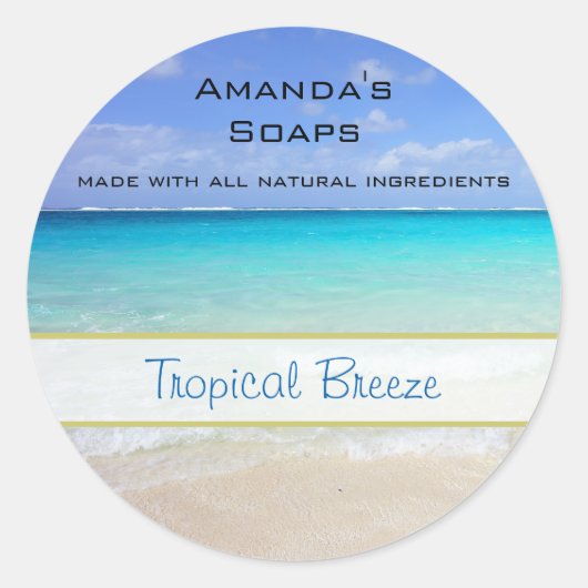 Azure Blue Caribbean Tropical Beach Soap Ronde Sticker (Voorkant)