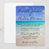 Azure Blue Caribbean Tropical Beach Wedding Kaart (Voorkant / Achterkant)
