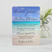Azure Blue Caribbean Tropical Beach Wedding Kaart (Staand voorkant)